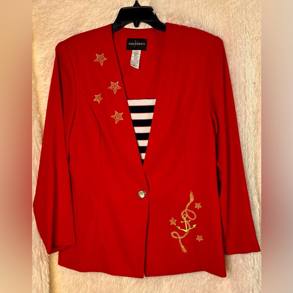 ⭐ Vintage John Roberts Red Nautical Blazer ⭐